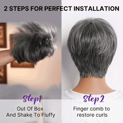 Luvme Hair short pixie cut glueless wig with bangs, soft 100% human hair, skin-like comfort, ideal for hair loss solutions