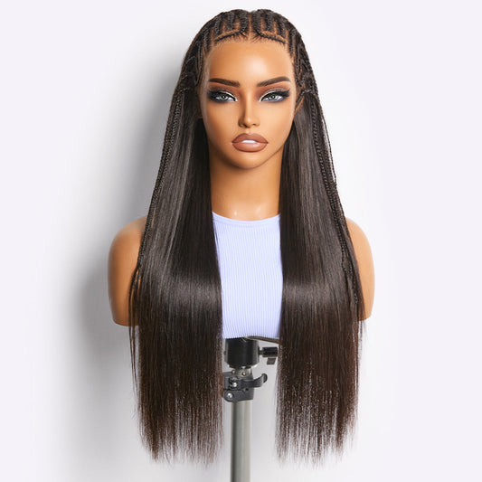 Luvme Hair Readitress™ 180% density pre-braided silky straight human hair lace wig with 13x4 frontal, glueless ear-to-ear style