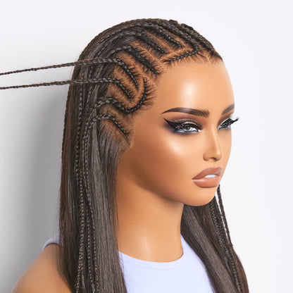 Luvme Hair Readitress™ 180% density pre-braided silky straight human hair lace wig with 13x4 frontal, glueless, ear-to-ear design