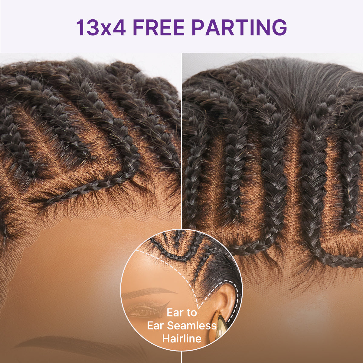 Luvme Hair Readitress™ 180% density silky straight pre-braided human hair wig with 13x4 lace frontal, glueless ear-to-ear style