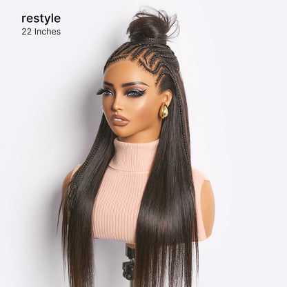 Luvme Hair Readitress™ 180% density pre-braided silky straight human hair lace wig with ear-to-ear 13x4 frontal and pre-cut lace