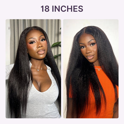 Luvme Hair True Scalp Kinky Straight V Part Glueless Human Hair Wig with Flexi-Fit Drawstring for natural-looking styling