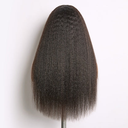 Luvme Hair True Scalp Kinky Straight V Part Glueless Human Hair Wig with flexi-fit drawstring adjustment