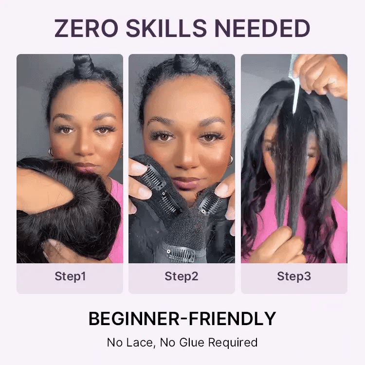 Kinky straight V part human hair wig by Luvme Hair with drawstring, glueless design, and flexible fit for natural scalp appearance.