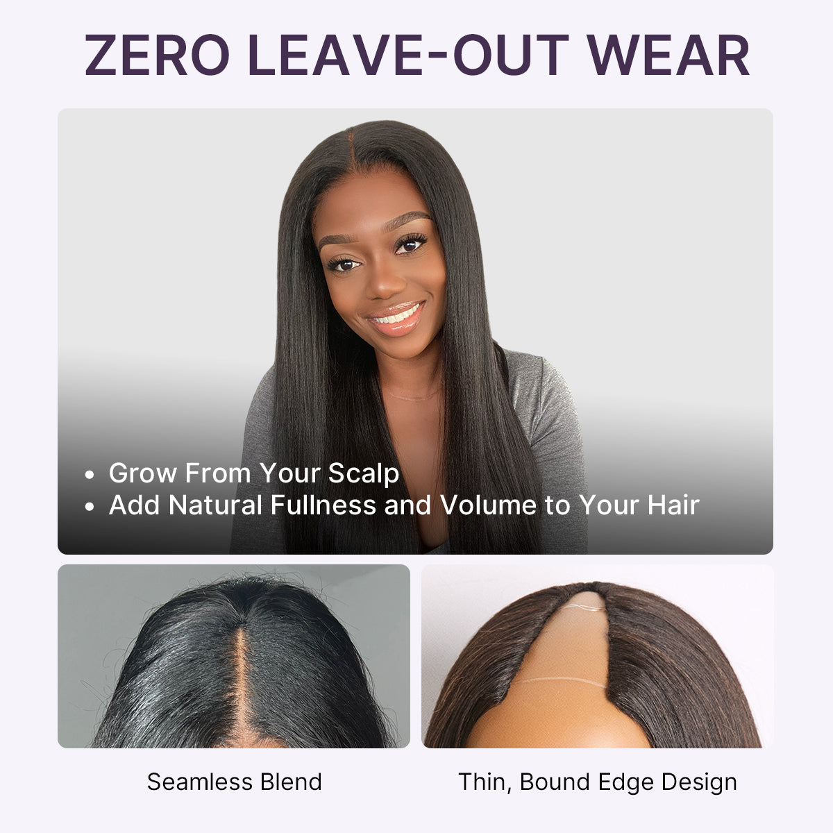 Luvme Hair True Scalp Yaki Straight Kinky Straight V Part Glueless Human Hair Wig with drawstring for secure fit