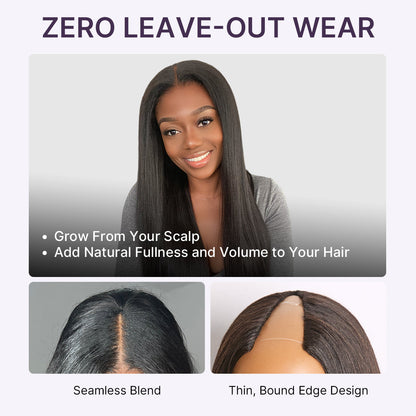 Luvme Hair True Scalp Yaki Straight Kinky Straight V Part Glueless Human Hair Wig with drawstring for secure fit