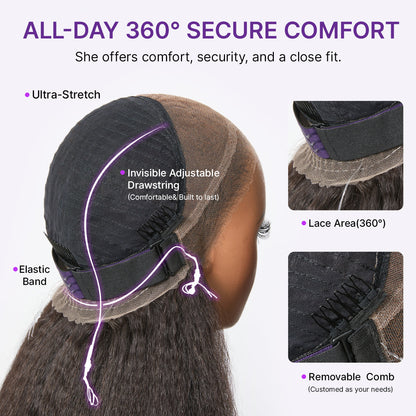 Luvme Hair MyOwn-Fit™ 360 HD lace-free water wave wig with Flexi-Fit cap and pre-cut lace, shown on a mannequin head.