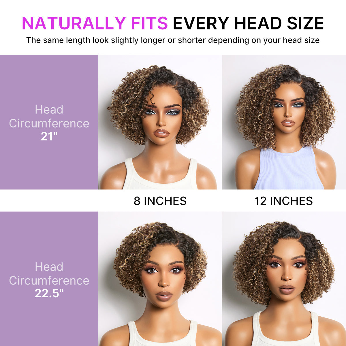 Blonde highlight kinky curly HD lace glueless short wig with pre-cut lace from Luvme Hair, showcasing natural curls and minimal style.