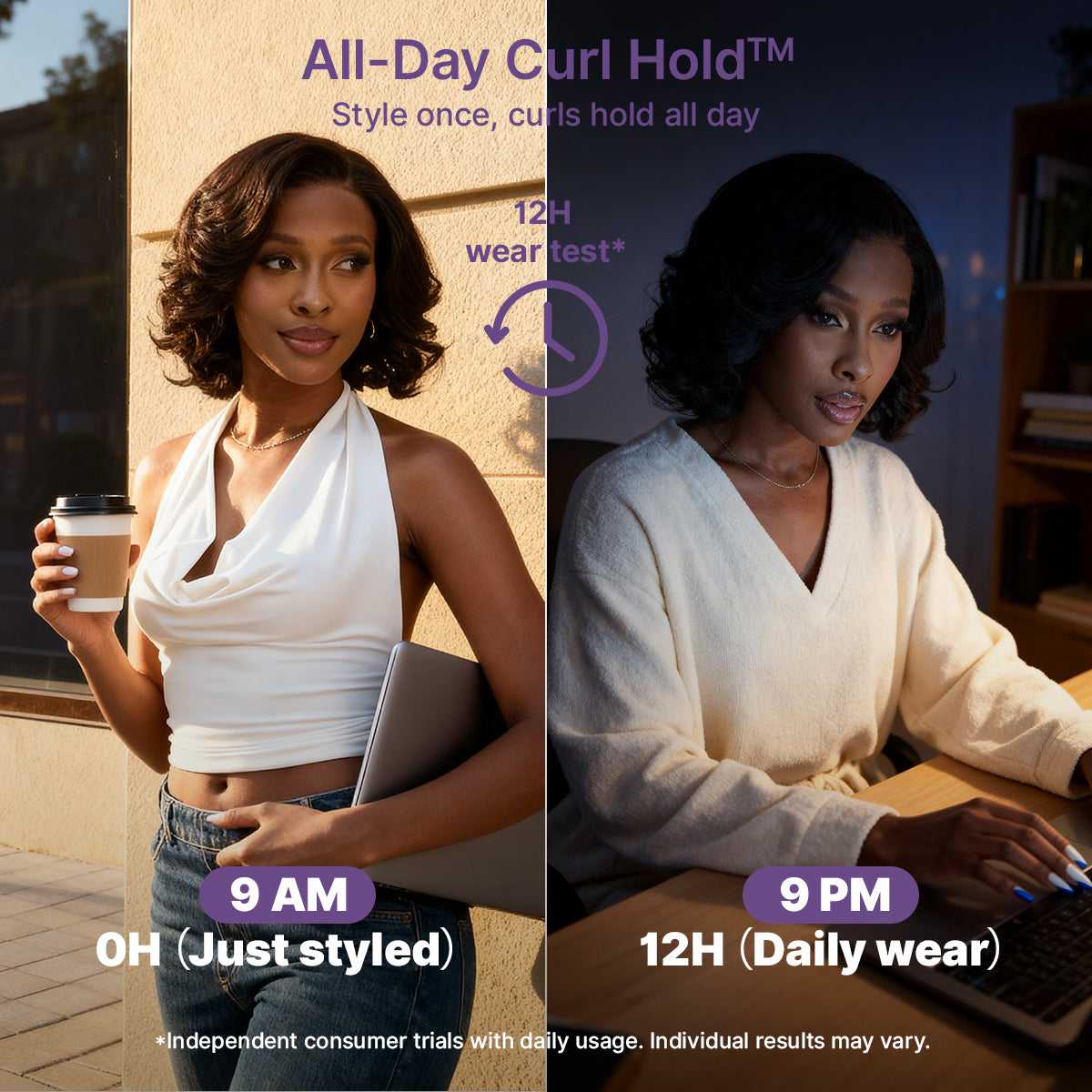 Luvme Hair All-Day Curl Hold™ loose wave HD lace front wig with pre-cut lace, silk shield, and flexible drawstring cap.
