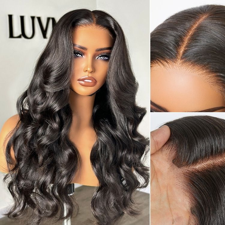 Luvme All-Day Comfort™ PartingMax 7x6 HD lace glueless human hair wig with soft loose waves, pre-cut lace for easy styling.