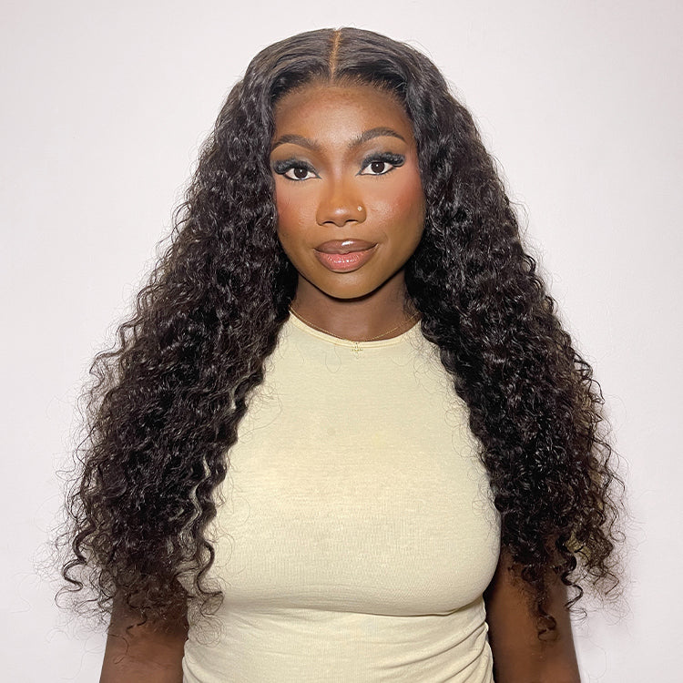 Luvme All-Day Comfort Wig with water wave texture, 180% density, HD lace, and pre-cut closure, soft and full human hair wig