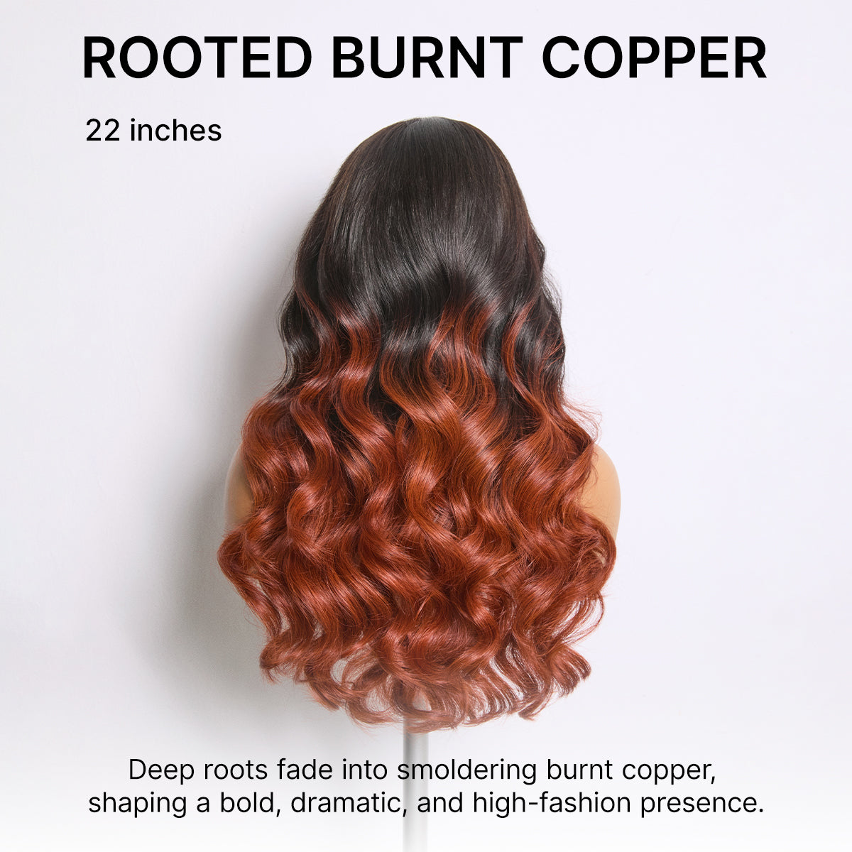 Luvme Hair ombre reddish brown loose wave lace wig with bangs, 5x5 glueless closure and pre-cut lace for natural styling.