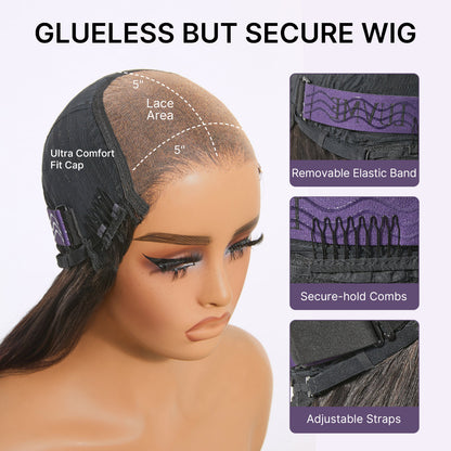 Luvme Hair ombre reddish brown loose wave lace closure wig with bangs, glueless 5x5 lace, pre-cut lace for easy wear