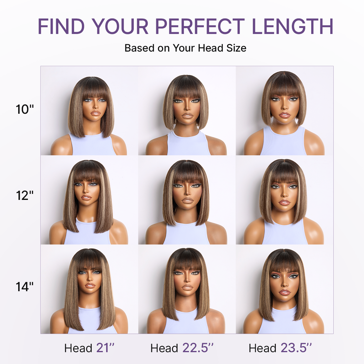 Honey blonde highlight Yaki blunt cut bob wig with bangs, glueless lace, minimalist style, from Luvme Hair.