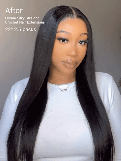 Luvme Hair Readitress™ pre-separated feather crochet human hair in silky straight style for boho braids and miracle knots.
