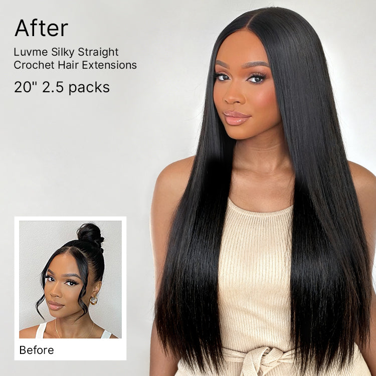 Luvme Hair Readitress™ Pre-Separated Feather Crochet Human Hair for Boho Braids in silky straight style, with free gifts included.