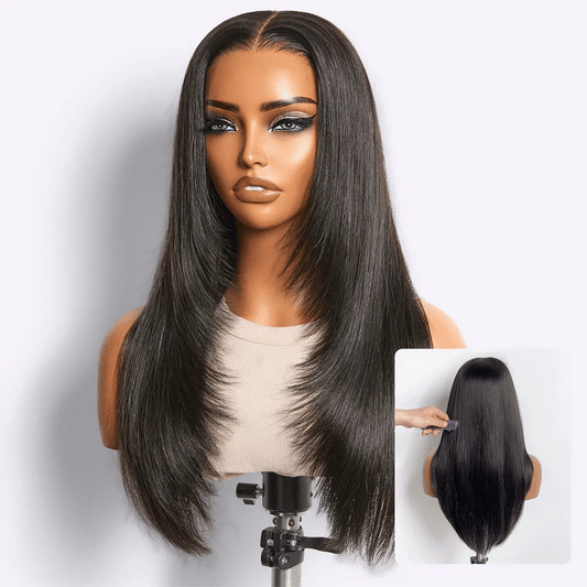 Luvme Hair PreMax Super Natural lace wig with face-framing layered cut, silky straight human hair, 13x4 lace frontal, glueless style