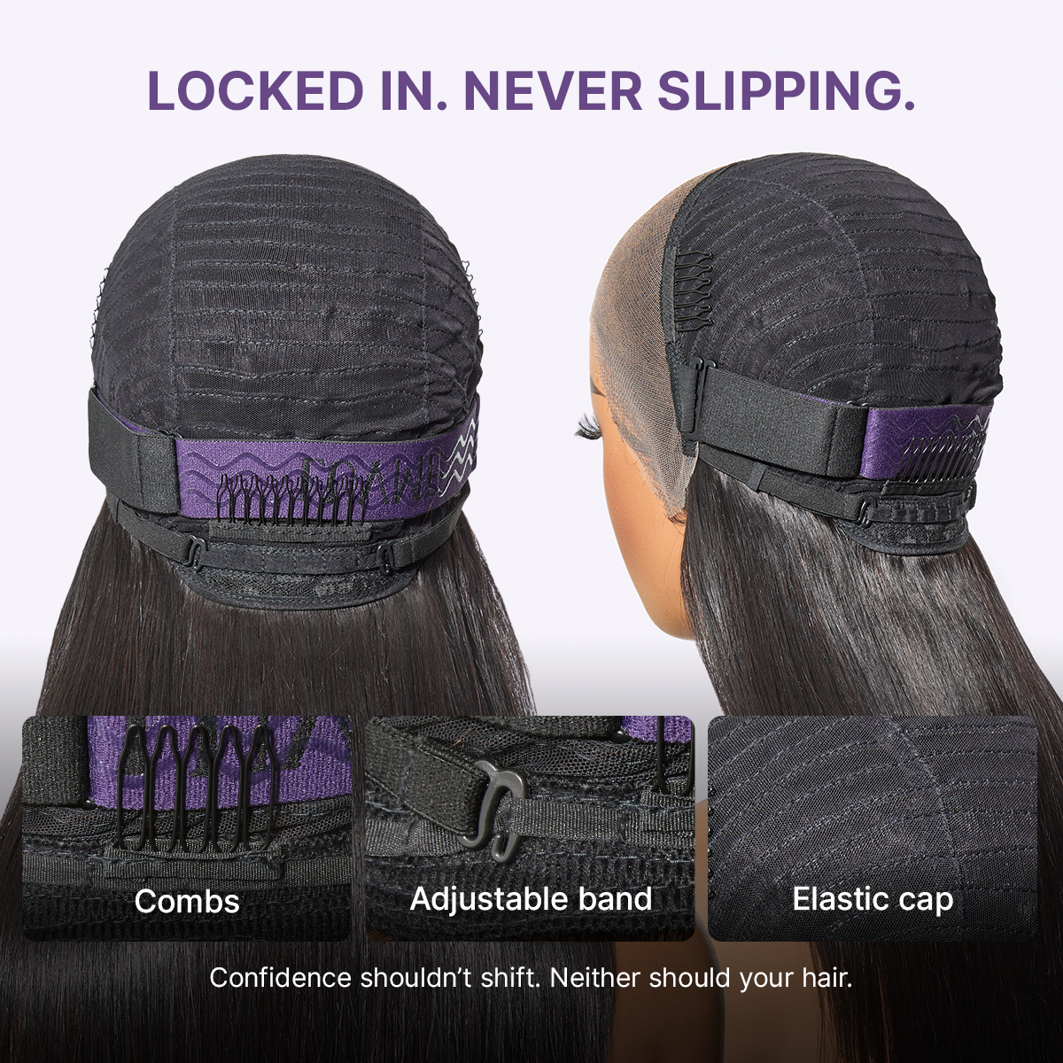 Luvme Hair PreMax Super Natural glueless lace frontal wig with face-framing layered, silky straight human hair, 13x4 lace closure.