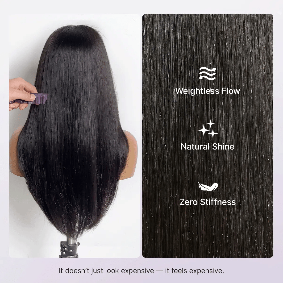 Luvme Hair PreMax Super Natural human hair lace frontal wig with face-framing layered cut, silky straight, glueless 13x4 lace front