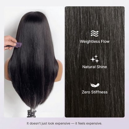 Luvme Hair PreMax Super Natural human hair lace frontal wig with face-framing layered cut, silky straight, glueless 13x4 lace front