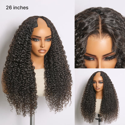 Luvme Hair Burmese Curly V Part glueless human hair wig with flexible drawstring fit and natural scalp appearance