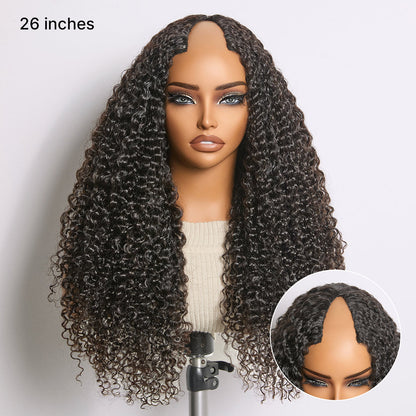 Luvme Hair Burmese Curly V Part glueless human hair wig with flexible fit and drawstring for a natural look