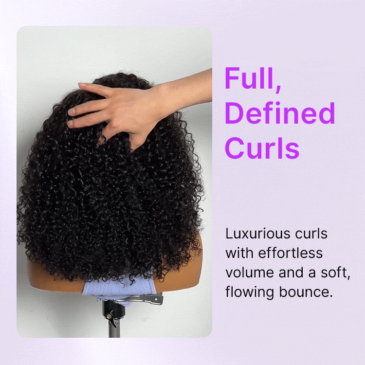 Luvme Hair 7x6 HD lace wig with kinky curly density, pre-cut lace, flexible cap, and drawstring for a natural look.