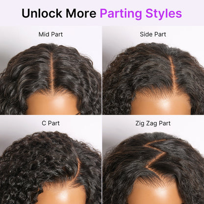 Luvme Hair 180% density kinky curly HD lace closure wig with pre-cut lace, glueless design, and flexible drawstring cap.