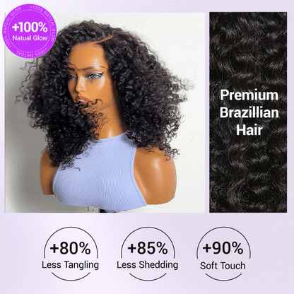 Luvme Hair kinky curly 7x6 HD lace wig closure with parting, glueless cap, pre-cut lace, flexible fit, and drawstring adjustment