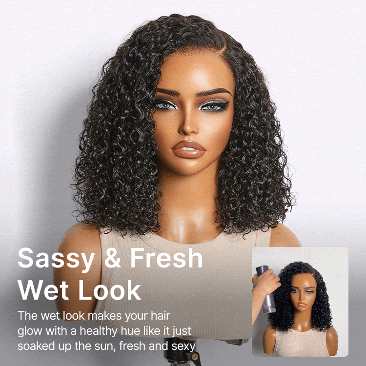 Luvme Hair kinky curly 180% density 7x6 HD lace wig with pre-cut lace and drawstring cap, showcasing the flexible fit and natural curls.