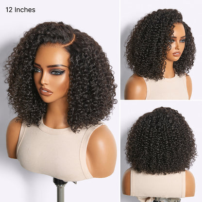 Luvme Hair 180% density kinky curly HD lace closure wig with pre-cut lace, parting, and flexible drawstring cap on a mannequin head.