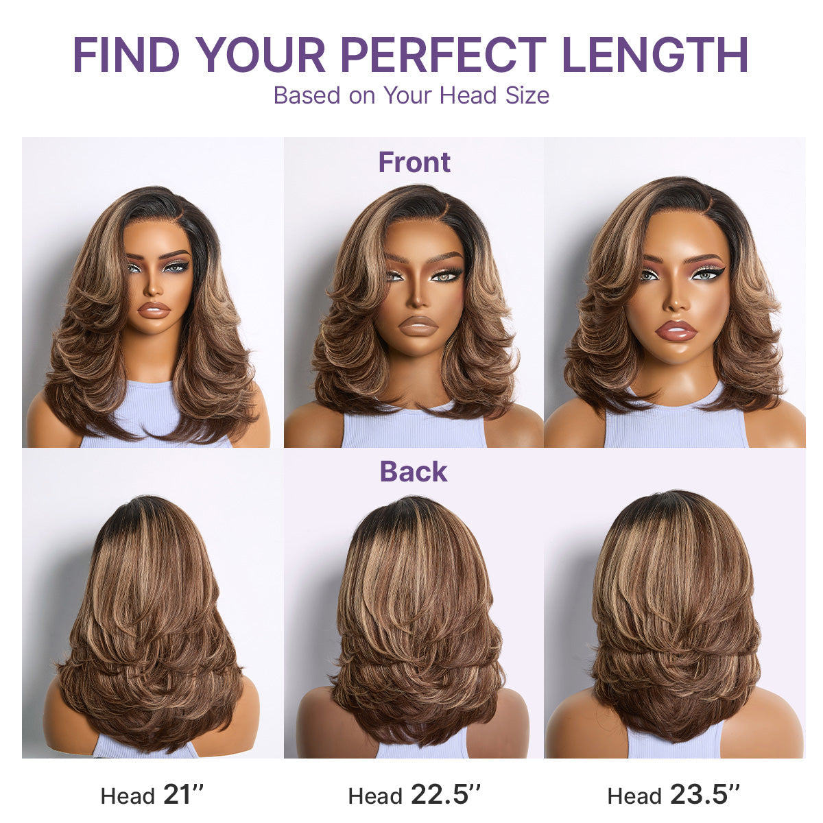 Caramel brown layered wavy lace wig by Luvme Hair featuring a glueless, HD minimal lace and pre-cut style.