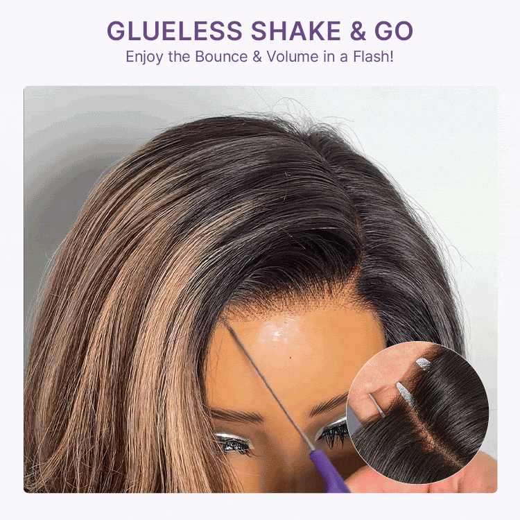 Caramel brown layered wavy lace wig by Luvme Hair, glueless HD minimalistic design with pre-cut style and natural highlights.