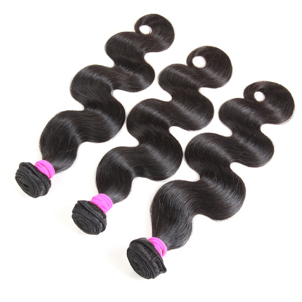 Luvme 100% virgin human hair bundle with straight and body wave options, showcasing smooth, natural hair texture.