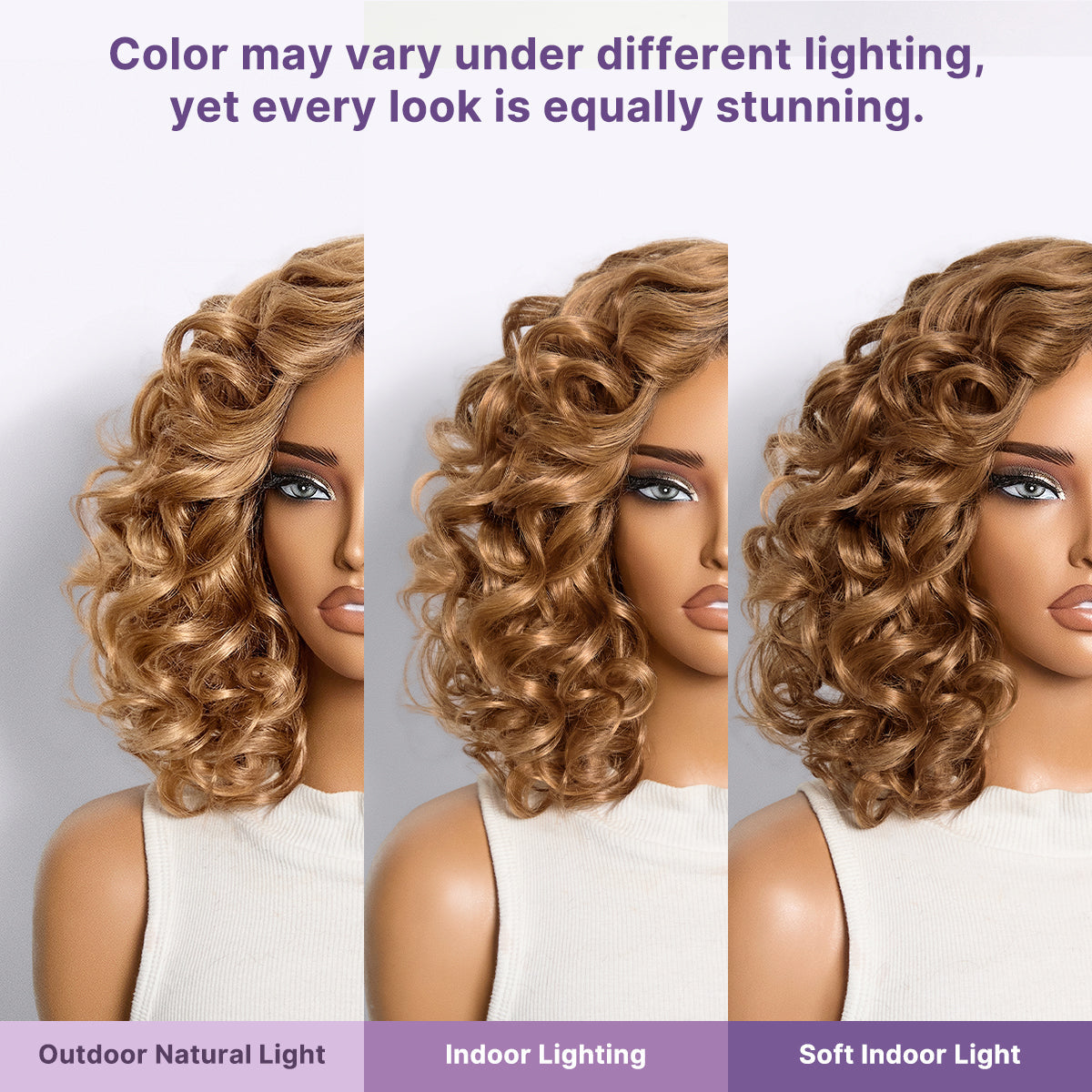 Luvme Hair dark root ombre brown lace wig with bouncy loose waves, minimal glueless design, ready-to-wear HD lace wig.