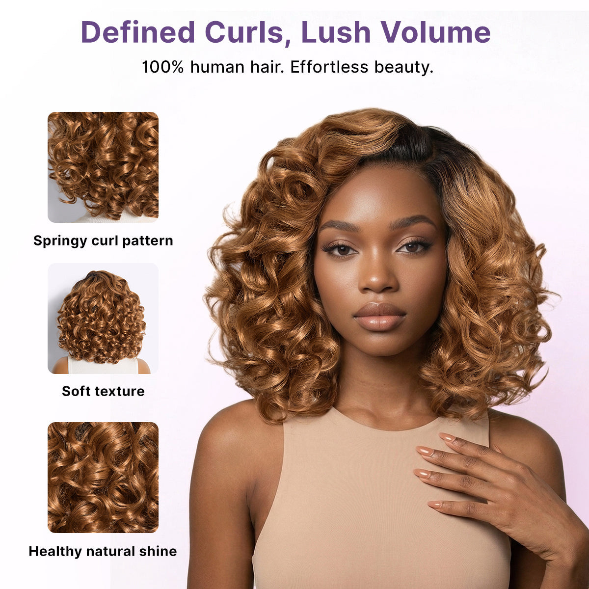 Luvme Hair dark root ombre brown lace wig with bouncy loose waves, glueless, minimalist HD lace, ready-to-wear for mature looks