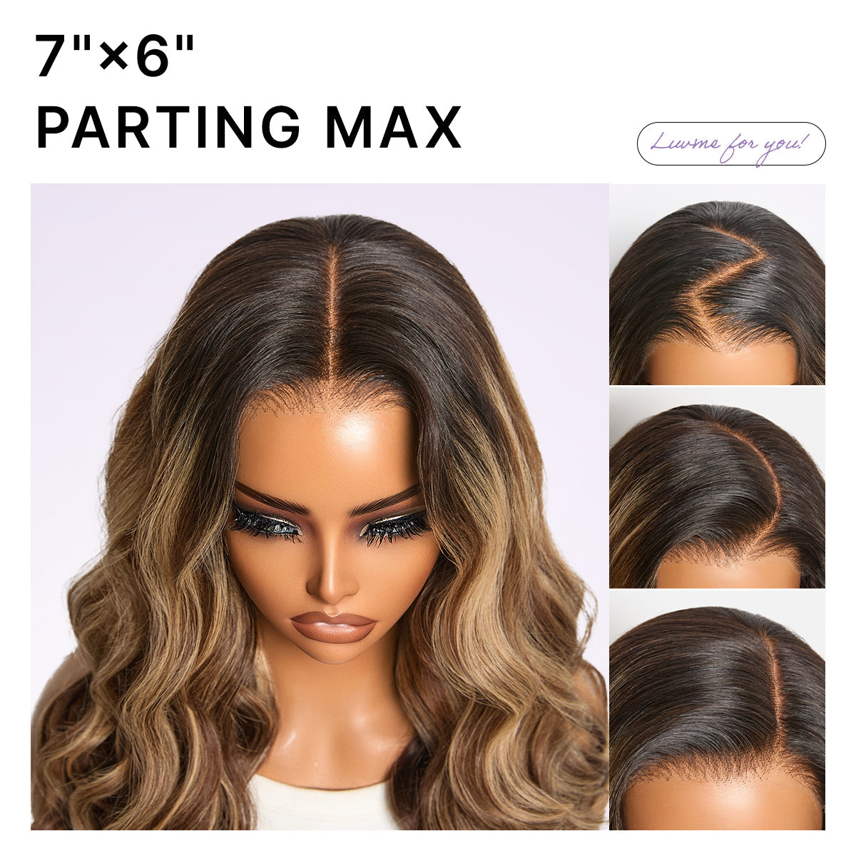 Luvme All-Day Comfort Wig with 180% density, blonde highlights, loose waves, 7x6 HD lace closure, pre-cut lace, glueless design