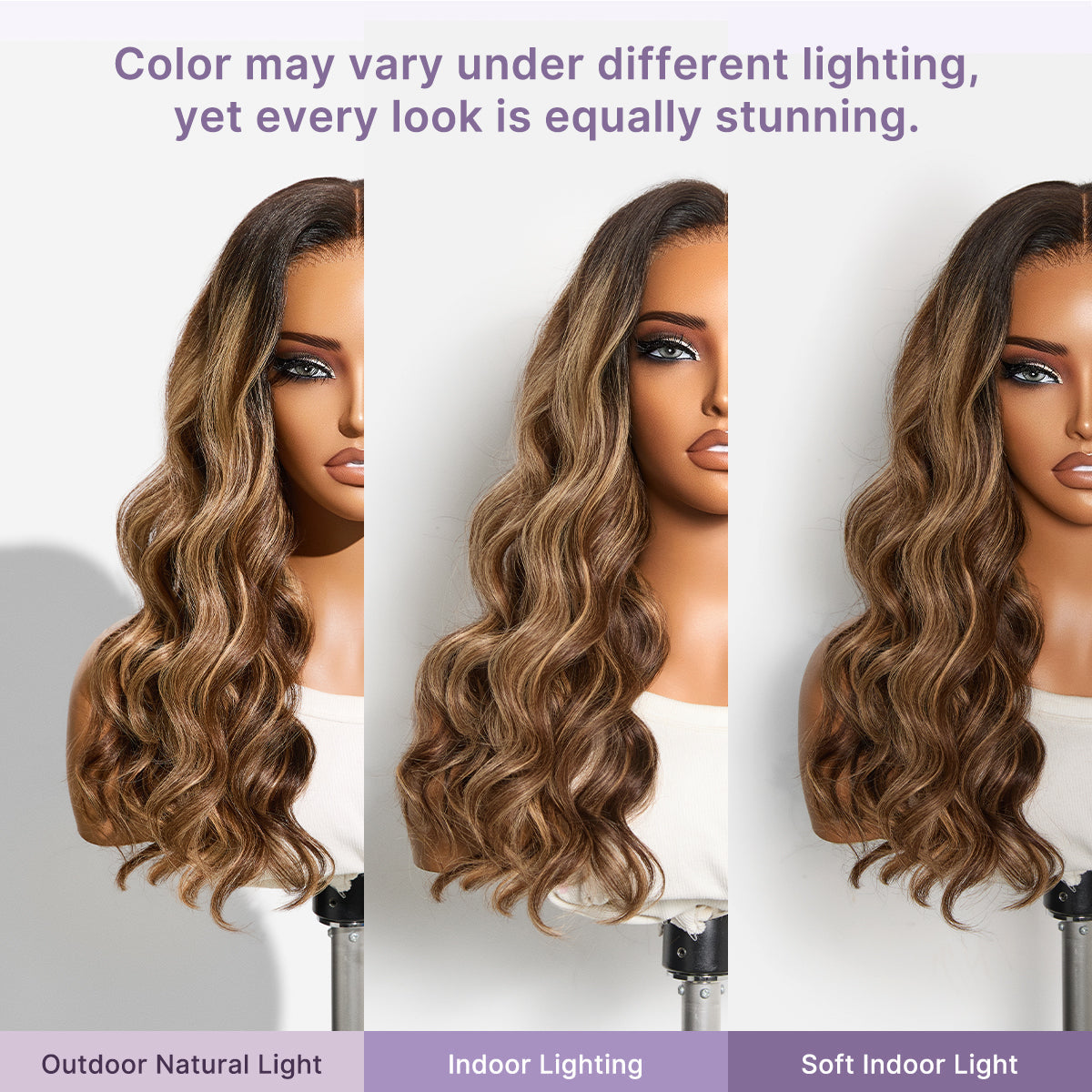 Luvme All-Day Comfort Blonde Highlight Loose Wave Wig with HD lace, 7x6 closure, and pre-cut lace for natural parting.