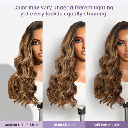 Luvme All-Day Comfort Blonde Highlight Loose Wave Wig with HD lace, 7x6 closure, and pre-cut lace for natural parting.