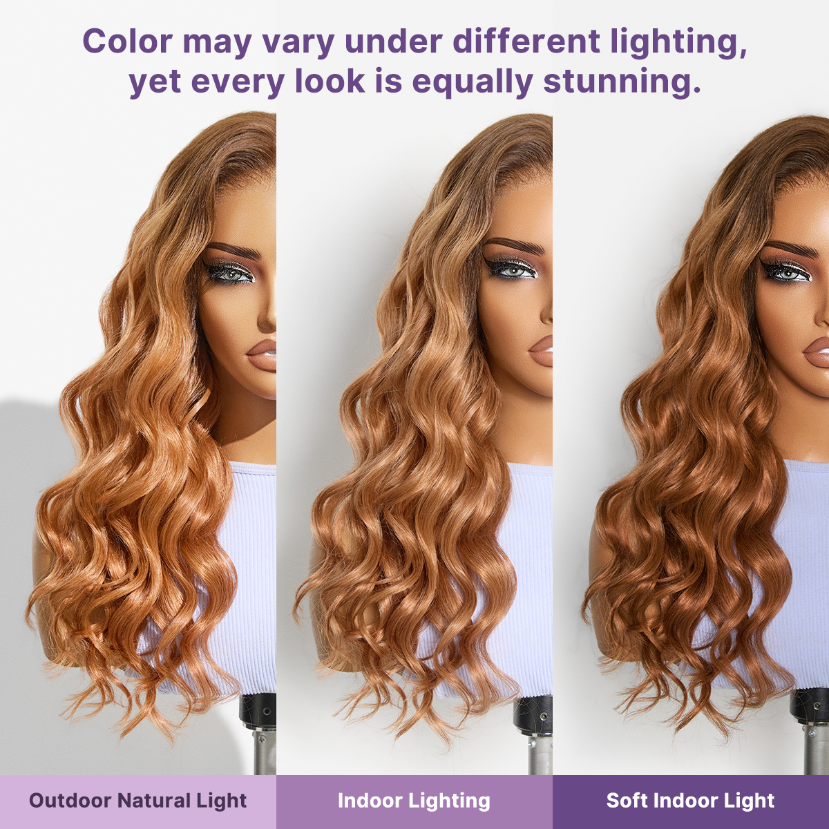 Luvme Hair ombre ginger loose wave HD lace wig with 5x5 closure, glueless, pre-cut lace, flexi-fit drawstring, 180% density