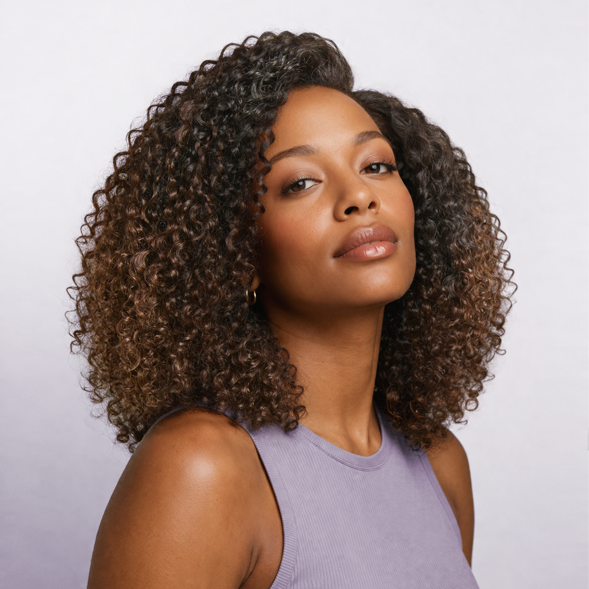 Luvme Hair Wear & Go Ombre Brown Fluffy Curly 5x5 HD Lace Wig with pre-cut lace and 180% density