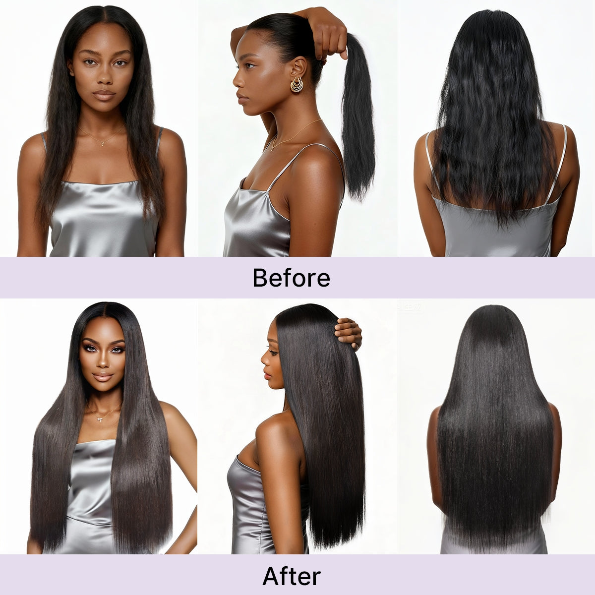Luvme Hair Silky Straight 0.59mm invisible clip-in hair extensions, seamless blend, lightweight, 100g, 7 or 6 pieces for daily styling