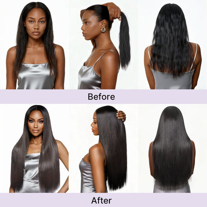 Luvme Hair Silky Straight 0.59mm invisible clip-in hair extensions, seamless blend, lightweight, 100g, 7 or 6 pieces for daily styling