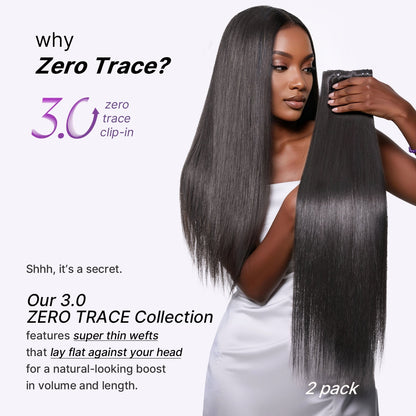 Luvme Hair silky straight invisible clip-in hair extensions, 0.59mm zero trace, seamless blend, lightweight for daily styling.