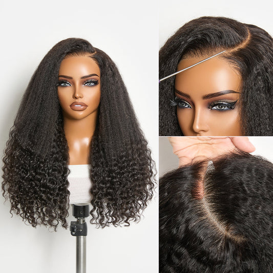 Luvme All-Day Comfort Wig with natural black kinky straight to curly hair, 7x6 HD lace closure, glueless, pre-cut lace.