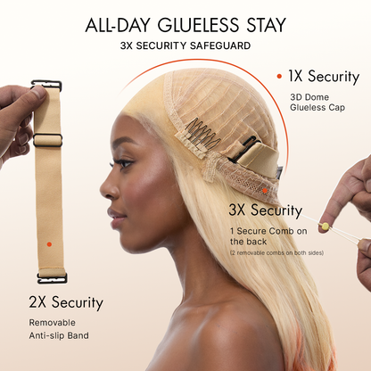 Luvme Hair blonde to ginger ombre body wave lace front wig with pre-cut lace, ear-to-ear 13x4 HD lace, and adjustable drawstring cap