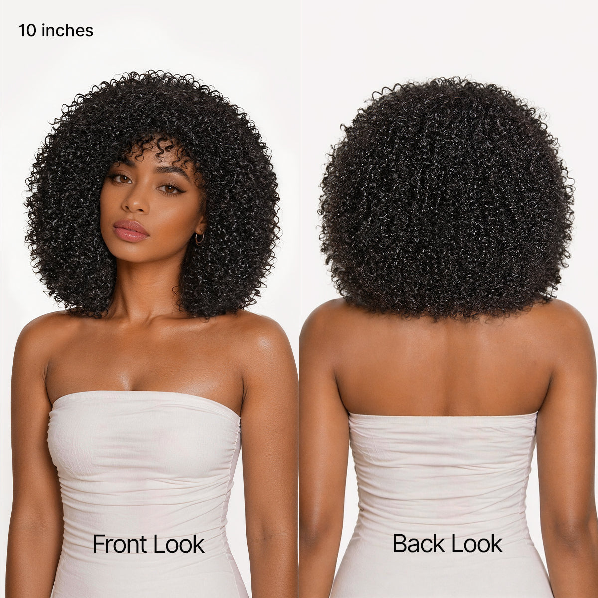 Natural black afro curly short wig from Luvme Hair, 200% density, no lace, glueless, easy to wear, with a full, voluminous style.