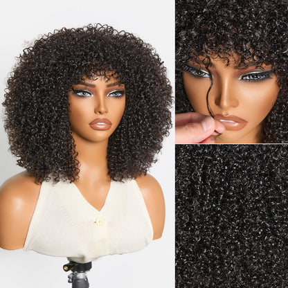Natural black Afro curly short wig from Luvme Hair, glueless, no lace, 200% density, easy to wear and stylish.