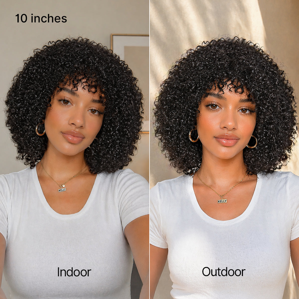 Natural black Afro curly short wig with no lace from Luvme Hair, showcasing a dense, ready-to-wear, glueless style.