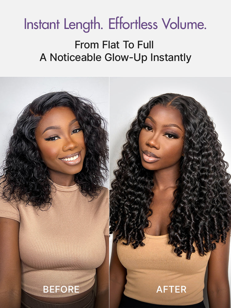 Luvme Hair Burmese curly finger coil clip-in extensions with seamless clips, real human hair, 9-piece set with free gift